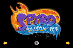 Spyro Season of Ice title screen for GameBoy Advance